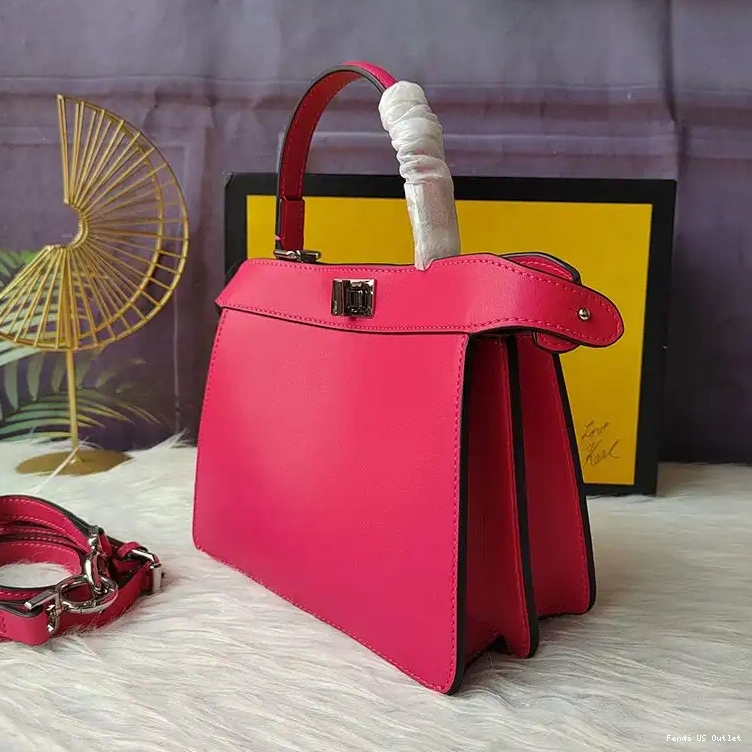 Vintage HOT Leather Fendi In Bag ISeeU Peekaboo Nappa Rose Petite 0602